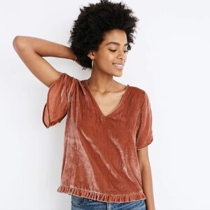 Madewell Copper Velvet Blouse